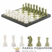 УК / Шахматы из камня «Торнамент» 40 х 40 см. мрамор + змеевик (в кейсе) 