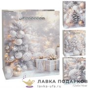 УП / Пакет подарочный «Новогодний Иней» vertical мини 12х6х14см ассорти N-123 