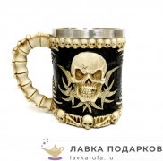 П-М / Кружка пивная «Скелет - черепа» 450 мл. цв. черный (металл внутри) 8139 