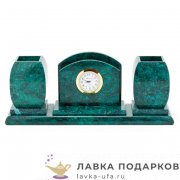УК / Подставка - органайзер из камня «Тюльпан» 28 х 11 х 08 см. змеевик нефрит 113_294 