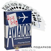 Карты игральные Bicycle «Poker Aviator» 54 л. (атлас) Джамбо индекс, рубашка синяя 9116  