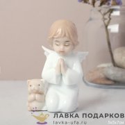 HP-Ф / Статуэтка «Ангелочек и котенок» малая 7см фарфор голубая пастель HP3137-A 