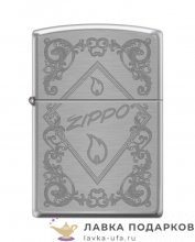 Zippo / Зажигалка 28943 «Орнамент с лого Zippo» 56 х 36 х 12 мм. хром матовый 