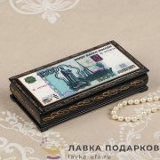 Купюрница - шкатулка лаковая «1000 рублей» черная 17 х 09 х 04 см. 323.290 