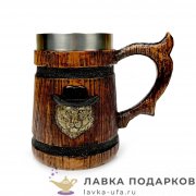 П-М / Кружка пивная «Лев» 600 мл. цв. коричневый (металл внутри) 8697 