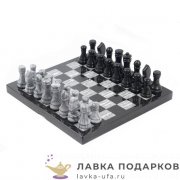 УК / Шахматы из камня «Торнамент» 38 х 38 см, мрамор + офиакальцит (в кейсе) 