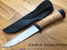 РО / Нож охотничий Златоуст «Пикник», сталь 95х18, рукоять береста и текстолит, стандартная гравиров 
