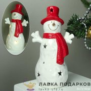 FP-КЕР / Фигурка с подсветкой «Снеговик» 16 см керамика FP23594 