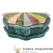 Камень / Шкатулка с зеркалом «Мозаика - ракушка» 15 х 08 х 06 см. змеевик 8937 