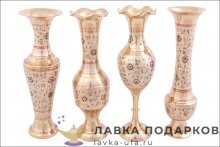Кашмир / Ваза латунная с эмалью 24 х 08 х 08 см. белая (CJC) 4 вида В_2337.10.2  