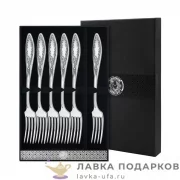 КМ / Вилка столовая «Пламя» 20 см. посеребренная (6 шт) + футляр 
