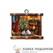 Свиток - панно «Новый год - Дети у камина» 21 х 30 см. горизонт 128_4_Г-Р 