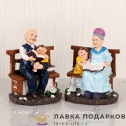 YX-П / Статуэтка «Бабушка дедушка» цветная полистоун ассорти 13см XY37 
