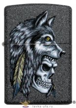 Zippo / Зажигалка 29863 «Волк - череп» 56 х 36 х 12 мм. цвет серый сумрак 