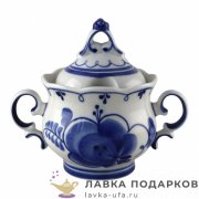 Гжель / Сахарница «Одуванчик» 16 х 14 х 10 см. позолота + краски  авт. Федотов А.Н.  