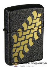 Zippo / Зажигалка 236 «Следы шин» 56 х 36 х 12 мм. цвет черный хруст 