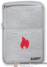 Zippo / Зажигалка «Пламя красное с лого Zippo» 56 х 36 х 12 мм. хром матовый 200 FLAME 