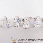 W-Ф / Статуэтка «Ангелочек-музыкант» сидячий цветная пастель 7 см фарфор ассорти W2316 