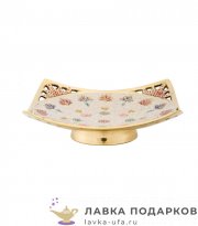 Кашмир / Вазочка для конфет «Уголок» 11 х 11 х 02 см. латунь, эмаль  белая Фр3275.6.1 