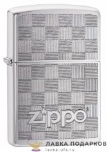 Zippo / Зажигалка 49205 «Клетка с лого Zippo» 56 х 36 х 12 мм. хром матовый 