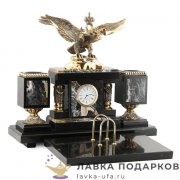 УК / Настольный набор из яшмы «Двуглавый орел», 2 предмета, 34х27х31 см (3258) 