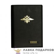 МК / Обложка для паспорта Макей, натуральная кожа, принт «МВД», коричневая (009-09-40) 