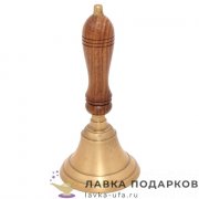 Винтаж / Колокольчик латунный на деревянной ручке D: 05 см. антик 11 х 05 см. Кл_1186_2  