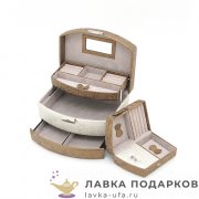 Jardin / Шкатулка для украшений с замком раздвижная «3 яруса» 22 х 16 х 13 см. беж-золотой P_6868_D 