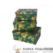 УП / Коробка подарочная «Новогодняя» прямоугольная малая №1 Б зеленая 19х13х7.5см M10-224 