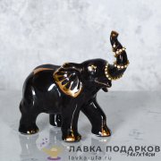 B-Ф / Статуэтка «Слон» черная со стразами 14 см фарфор B3002-4А 