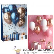 УП / Пакет подарочный «Праздник Шары» vertical супербольшой 40х15х55см ассорти 4195-N 