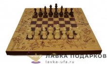 НИ / Набор 3в1 Шахматы Шашки Нарды «Рыцари» 50х25см из фанеры яркие 