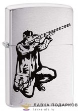 Zippo / Зажигалка 200 «Охотник с винтовкой» 56 х 36 х 12 мм. хром матовый 