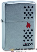 Zippo / Зажигалка 200 «Пламя красное в трубе с лого Zippo» 56 х 36 х 12 мм. хром матовый 