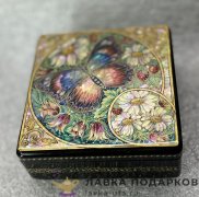 НП Ш / Шкатулка с росписью «Квадрат» рос. Лето Холуй авт. Юсов 