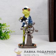 YX-П / Фигурка «Лягушка-капитан» сочно-зеленая оранжевые глаза 18.5см полистоун YX29009 