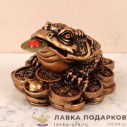 GN-П / Статуэтка «Жаба денежная» эффект бронзы монета во рту полистоун 6см GN491 