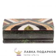 Камень / Шкатулка с зеркалом «Мозаика» 15 х 07 х 06 см. змеевик +офиокальцит +мрамор +лемезит 5987 