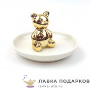 Керамика / Тарелочка для бижутерии «Мишка» 08 х 10 см, цвет золото (4472) 