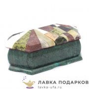 Камень / Шкатулка с зеркалом и разделением «Мозаика» 19 х 10 х 07 см. змеевик 1482 