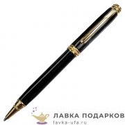Ручка шариковая GALANT Black, черный лак и золото, поворотный механизм, синий стержень (140405) 