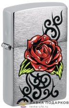 Zippo / Зажигалка 48790  «Роза красная» 56 х 36 х 12 мм. хром полированный 