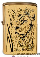 Zippo / Зажигалка 204_B «Гордый лев» 56 х 36 х 12 мм. латунь матовая 