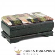 Шкатулка из камня «Ларец» 19 х 10 х 06 см. крышка - мозаика, змеевик  2012 