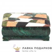 Камень / Шкатулка с зеркалом «Мозаика» 19 х 10 х 06 см. змеевик 0520 