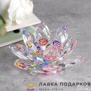 ИНТ / Подсвечник «Лотос» цветной кристалл 10 см стекло GT793 