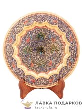 Кашмир / Панно латунное с эмалью «Павлины» 20 х 20 см. синий Пн_1520_7 
