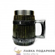 П-М / Кружка пивная «Бочка» 600 мл. цв. коричневый (металл внутри) 8698 