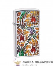 Zippo / Зажигалка 29702 «Пламенный цветок Слим» 55 х 30 х 10 мм. хром глянцевый 