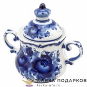 Гжель / Сахарница «Вьюнок» 17 х 17 х 12 см. авт. Хазова И.А. 